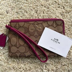 Coach Tan and Purple Wristlet